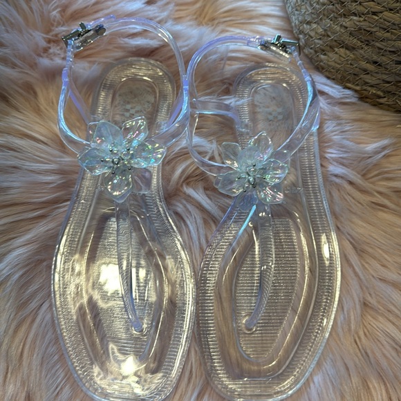 Clear Floral Jelly Sandals - Picture 3 of 7